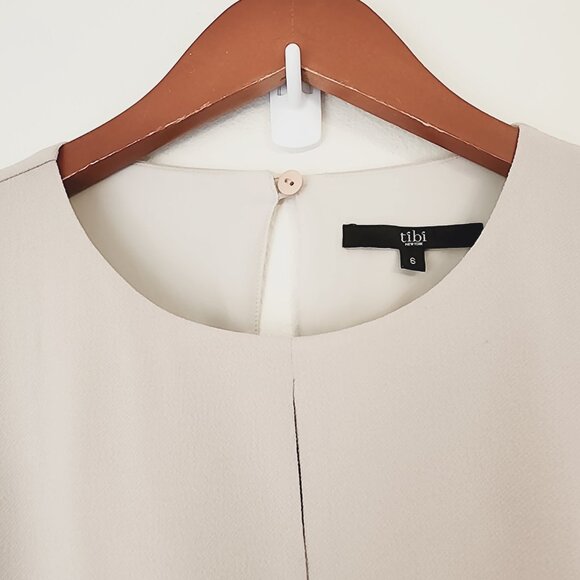 Tibi Savanna Double Layer Tie Front Dress Blush Cream Color Sz 6 TriacetateBlend - Picture 7 of 16